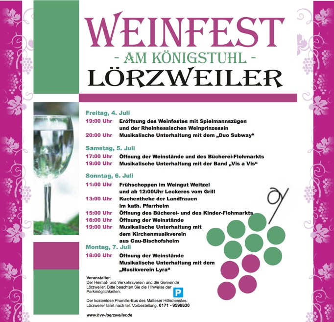 Weinfest Lörzweiler Program