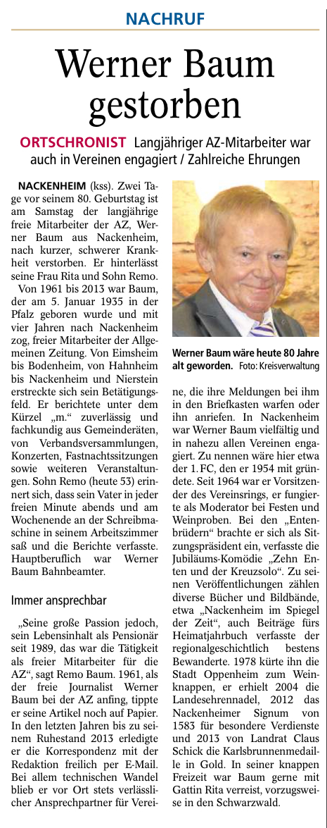 Werner Baum gestorben